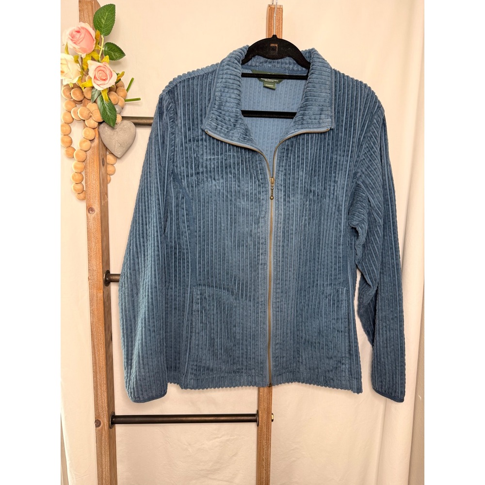 Woolrich Womens XL Blue Corduroy Full Zip Jacket 2291 Dark Bluebell Cotton - Picture 1 of 7